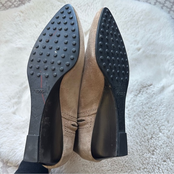 TODs Suede Women’s Ankle Zip Booties Platform Women’s Size 39 Tan Beige - Picture 5 of 8